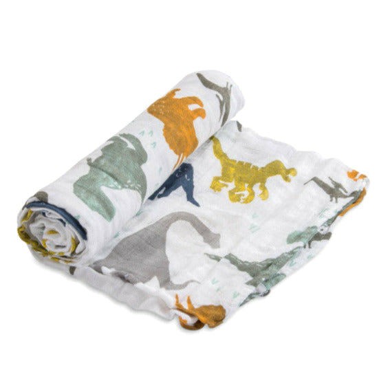 Baby And Infant Accessories - Little Unicorn Cotton Muslin Swaddle Blanket - Dino Friends