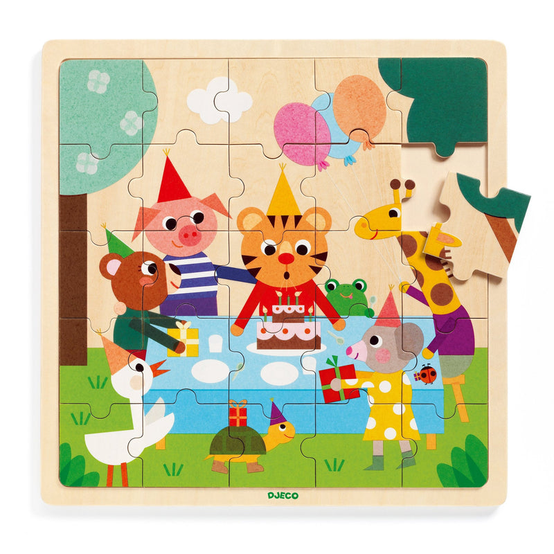 Beginner Puzzles - Djeco Wooden Happy Puzzle 25 Pc