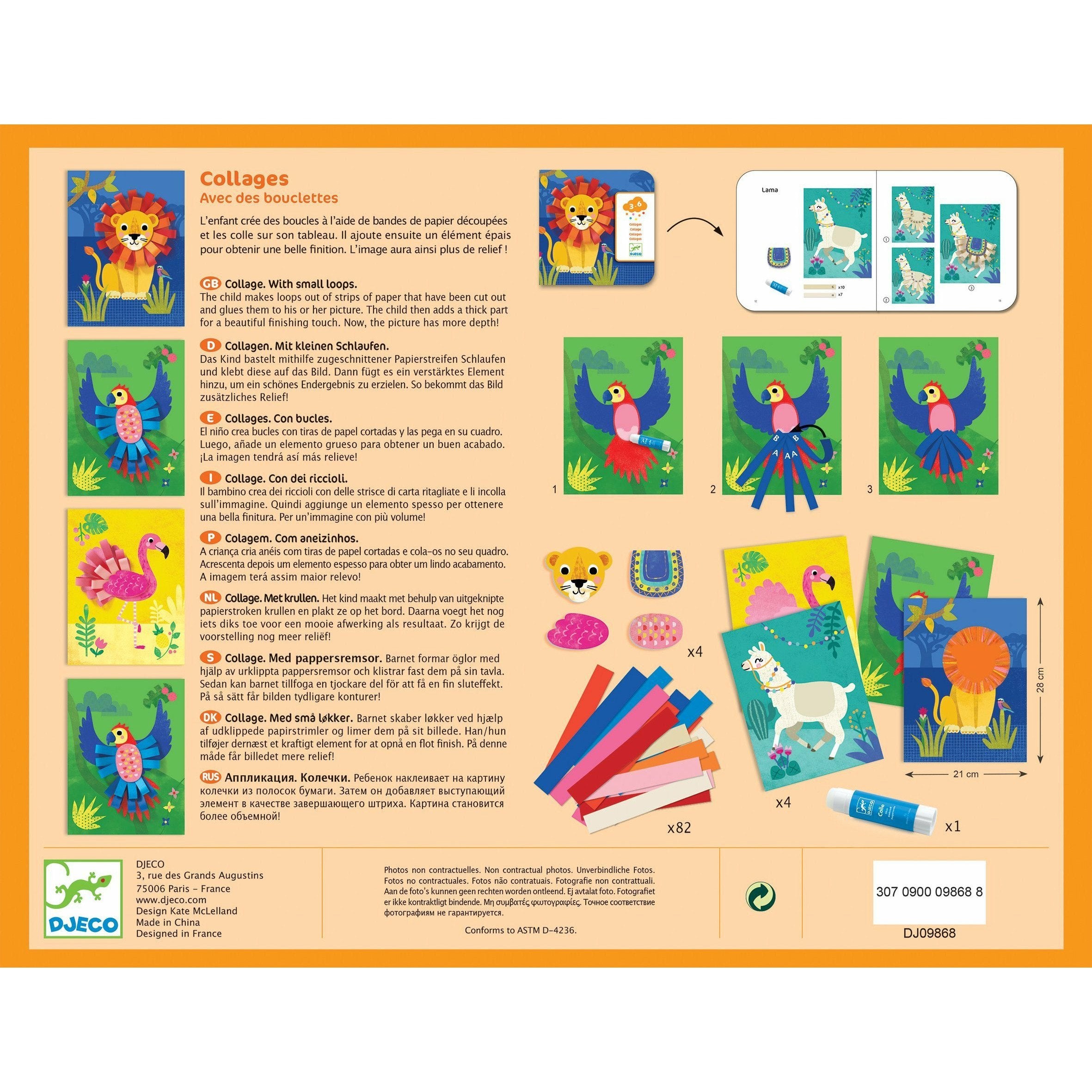 Djeco Animal Loops Collage Craft Kit Craft Kits