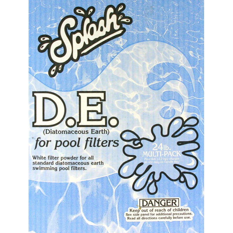 Filter Media - Splash D.E. Swimming Pool Filter Powder- 24 Lb Box Diatomaceous Earth (4 X 6lb Bags)