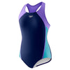 Speedo Girls' Mesh Splice Thick Strap (7-16)- Navy/Purple