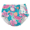Infant Swim Diapers - I Play Fun Snap Reusable Swimsuit Diaper- Aqua Tropical Fruit Floral
