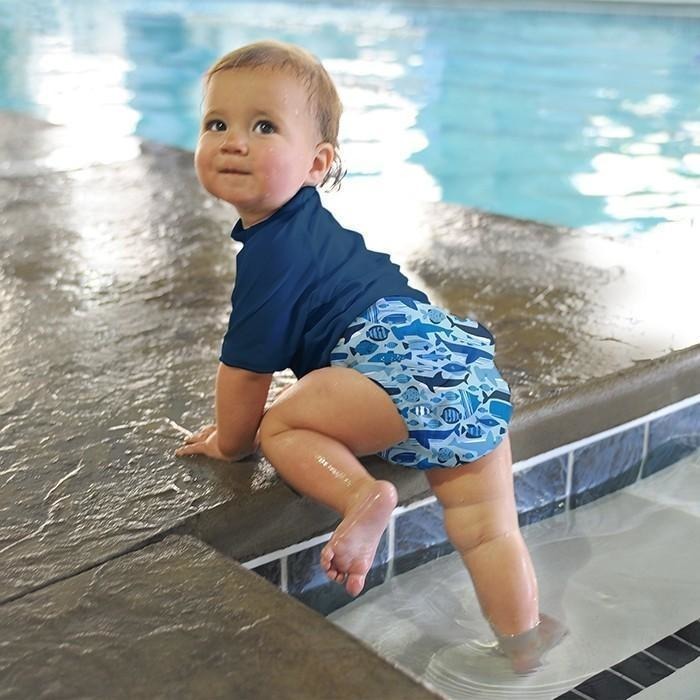 Iplay Snap Reusable Absorbent Swim Diaper- Undersea Blue - Active