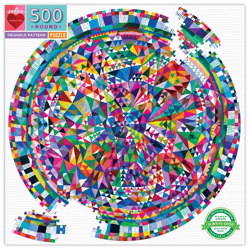 eeBoo Triangle Pattern 500 Piece Round Puzzle