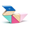 Magnetic Building Sets - Tegu Pocket Pouch Prism Magnetic Wooden Block Set- Blossom