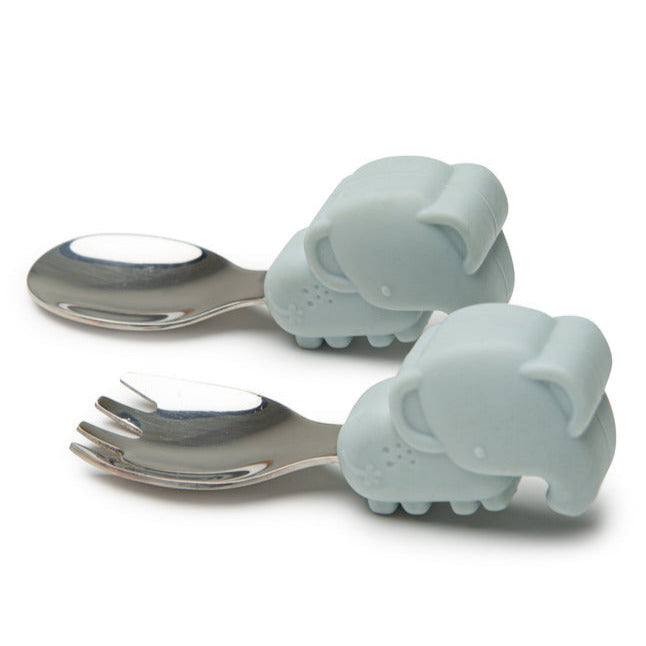Mealtime - Loulou LOLLIPOP Learning Spoon And Fork Set - Elephant