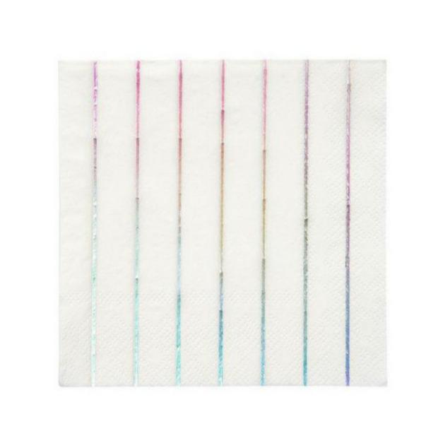 Napkins - Meri Meri Silver Holographic Stripe Small Napkins