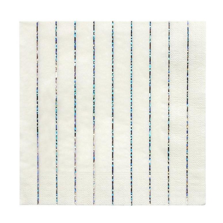 Napkins - Meri Meri Silver Sparkle Stripe Large Napkins