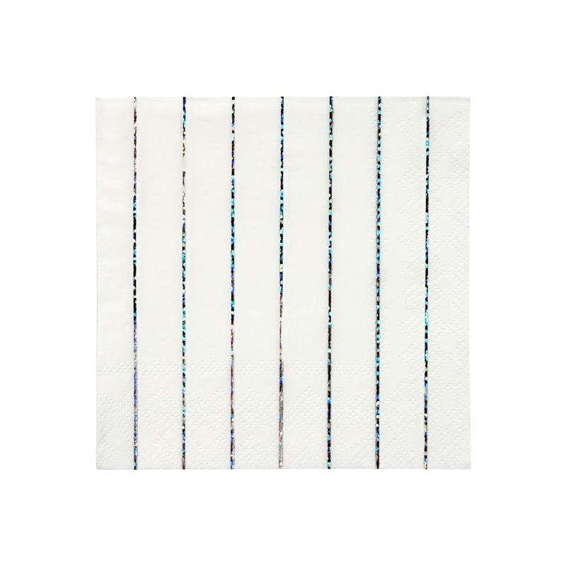 Napkins - Meri Meri Silver Sparkle Stripe Small Napkins