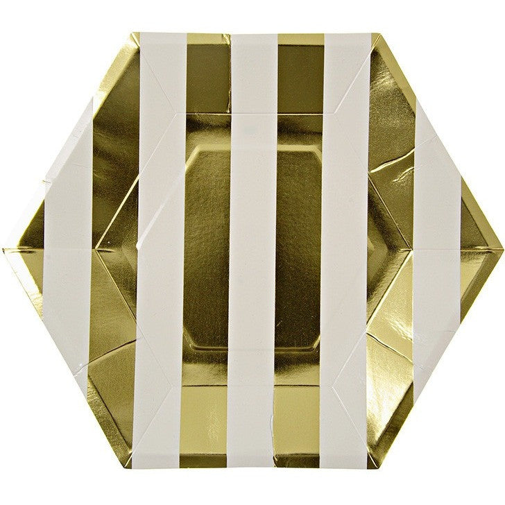 Meri Meri Toot Sweet Gold Hexagon Large Plate - Party Plates - Anglo Dutch Pools and Toys