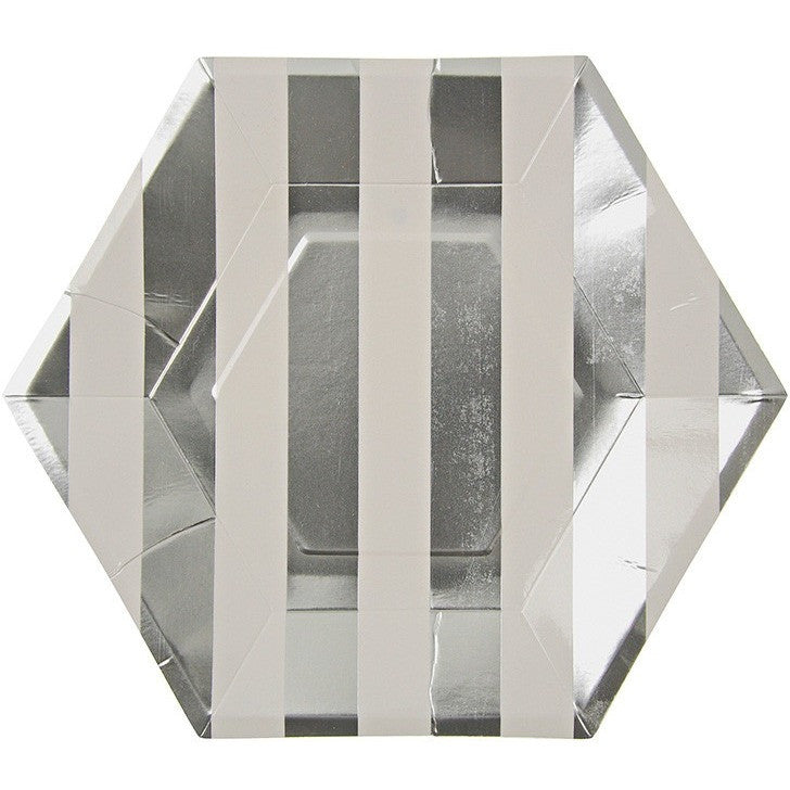 Meri Meri Toot Sweet Silver Hexagon Large Plate - Party Plates - Anglo Dutch Pools and Toys