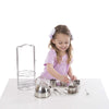 Melissa & Doug Let's Play House! Stainless Steel Tea Set and Storage Stand