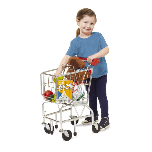 Melissa & Doug Shopping Cart Toy Metal Grocery Wagon Play Food and
