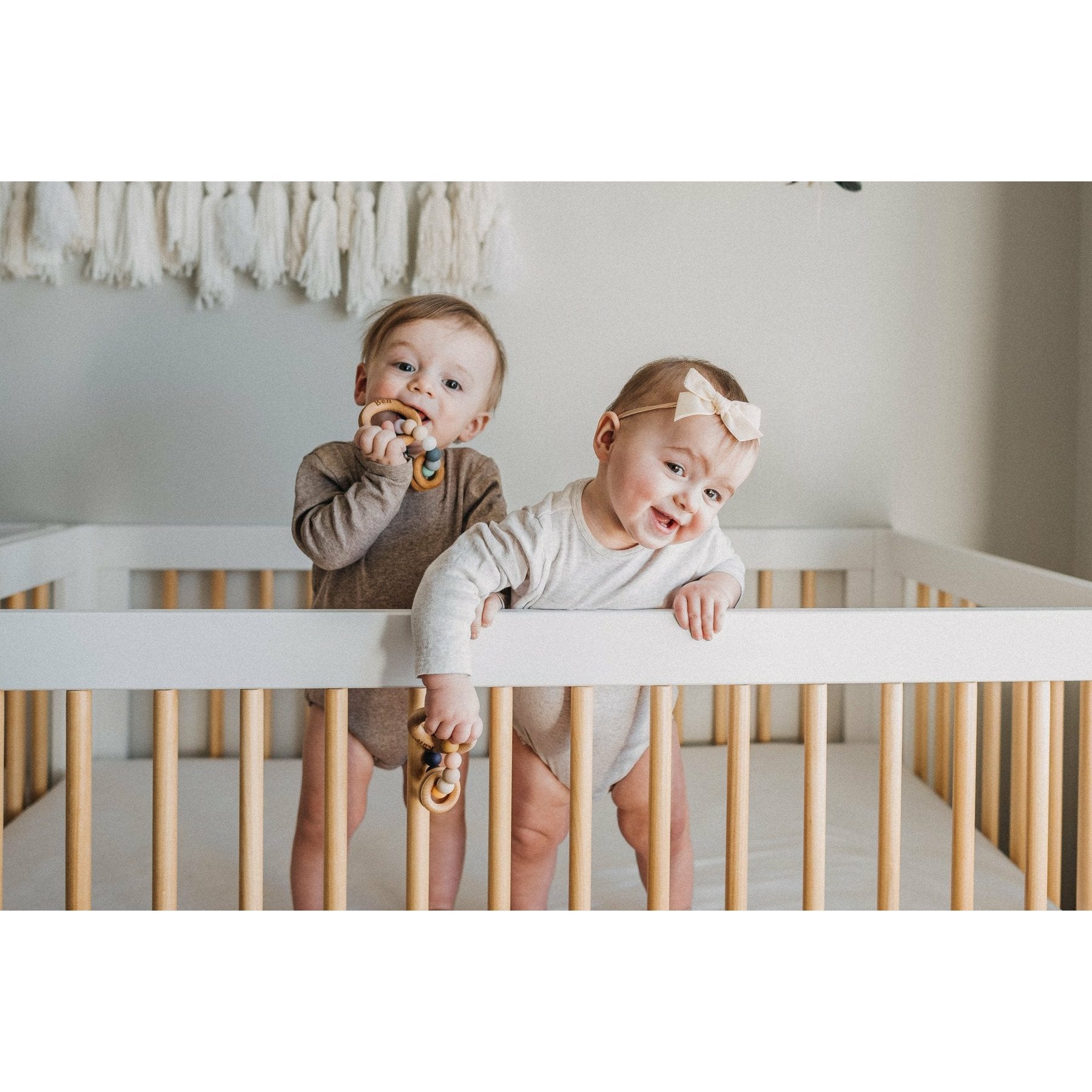 Bannor Toys Saturn Ring Wooden Baby Teether Rattles and Teethers