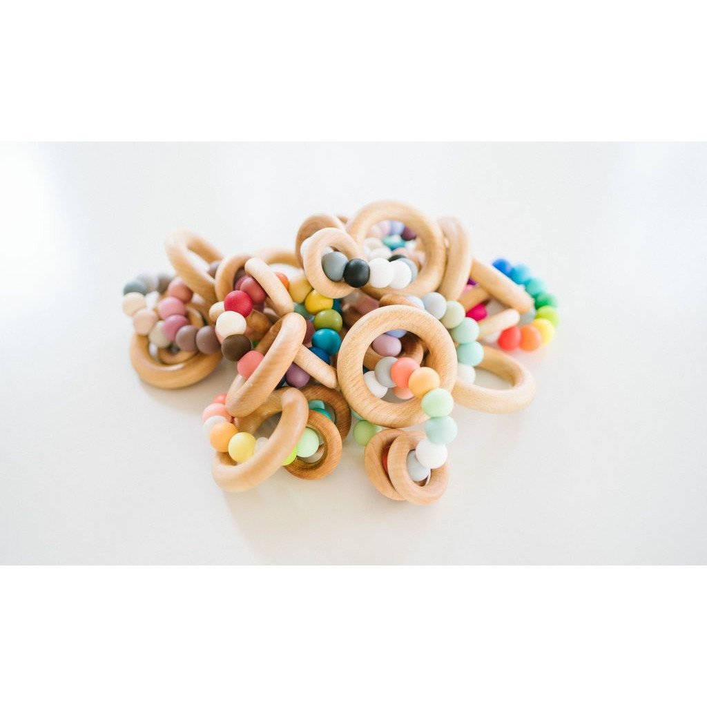 Bannor Toys Saturn Ring Wooden Baby Teether Rattles and Teethers