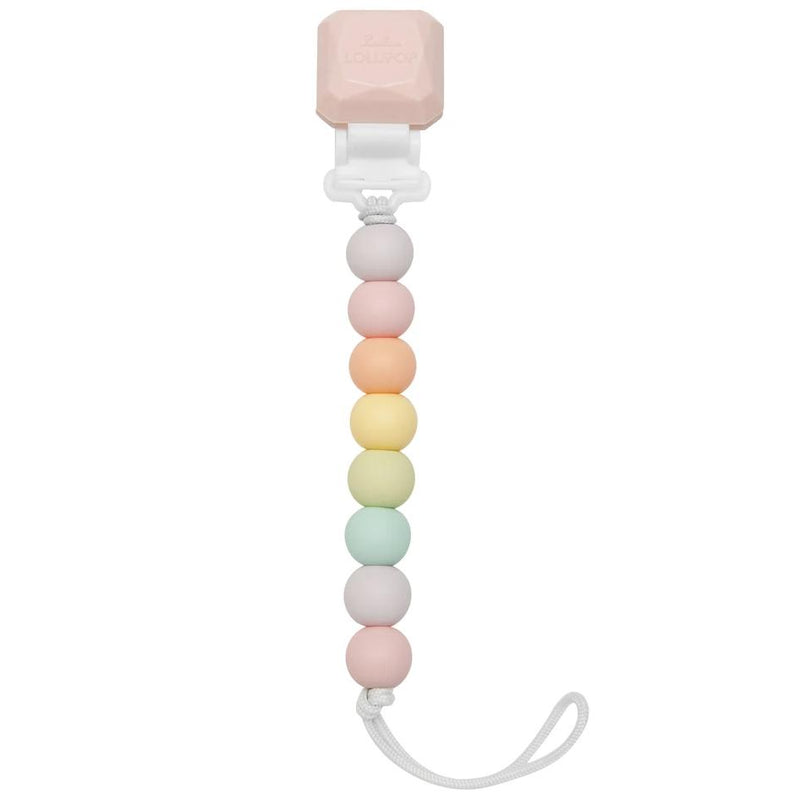 Rattles And Teethers - Loulou LOLLIPOP Lolli Gem Silicone Pacifier Clip - Cotton Candy